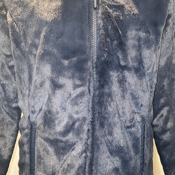 Women's North Face dark blue zippered reversible, coat,jacket, soft ,sz XS - Picture 5 of 16